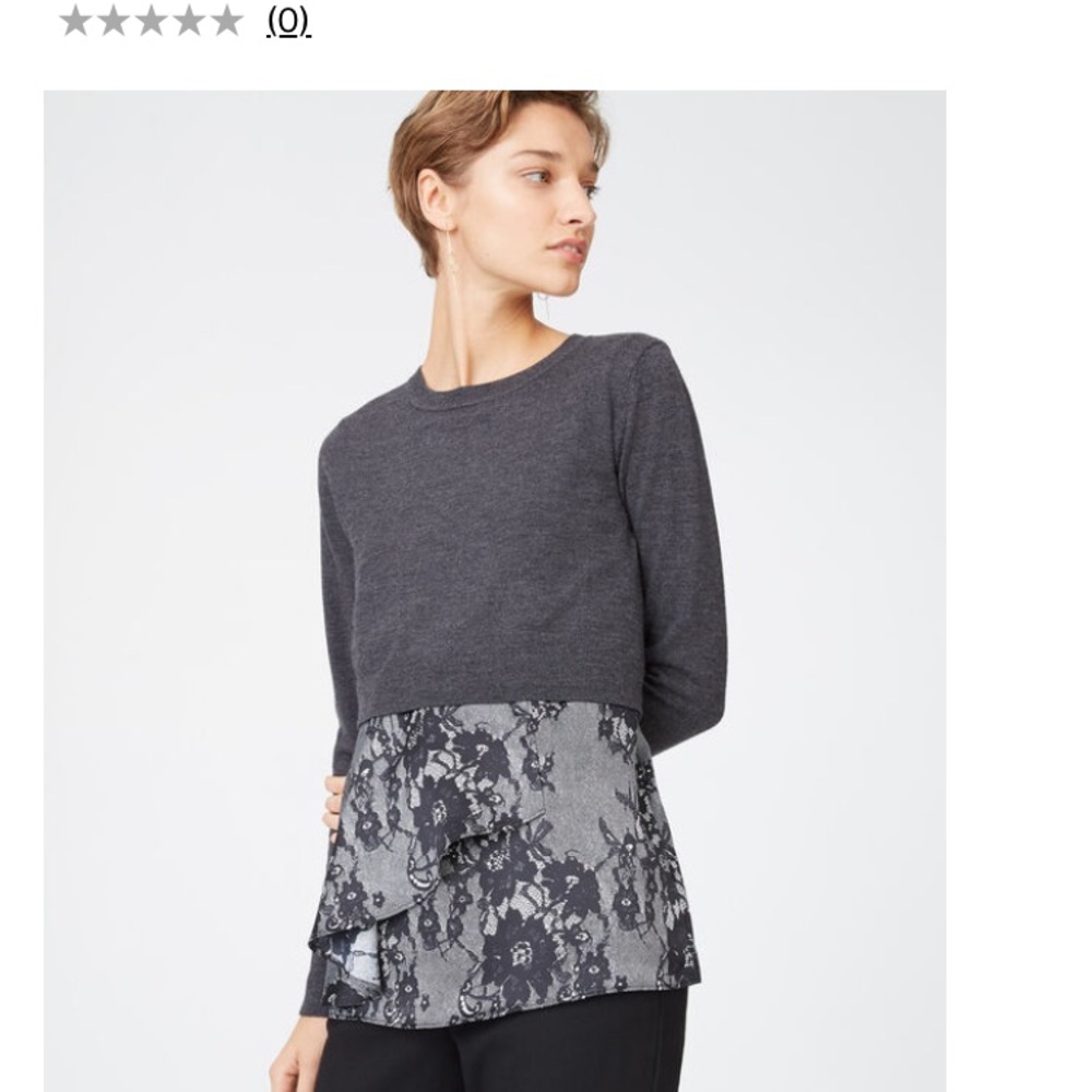 *Club Monaco Claribel Gray Merino Wool Layered Look Women’s Long Sleeve Blouse#A